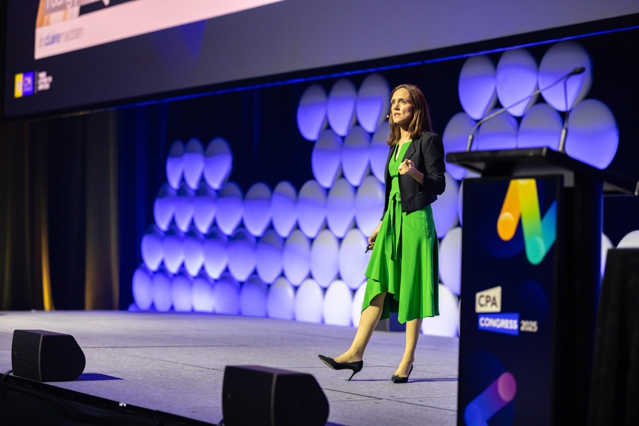 CPA Congress 2025 keynote speaker on stage at the Gold Coast Convention Centre