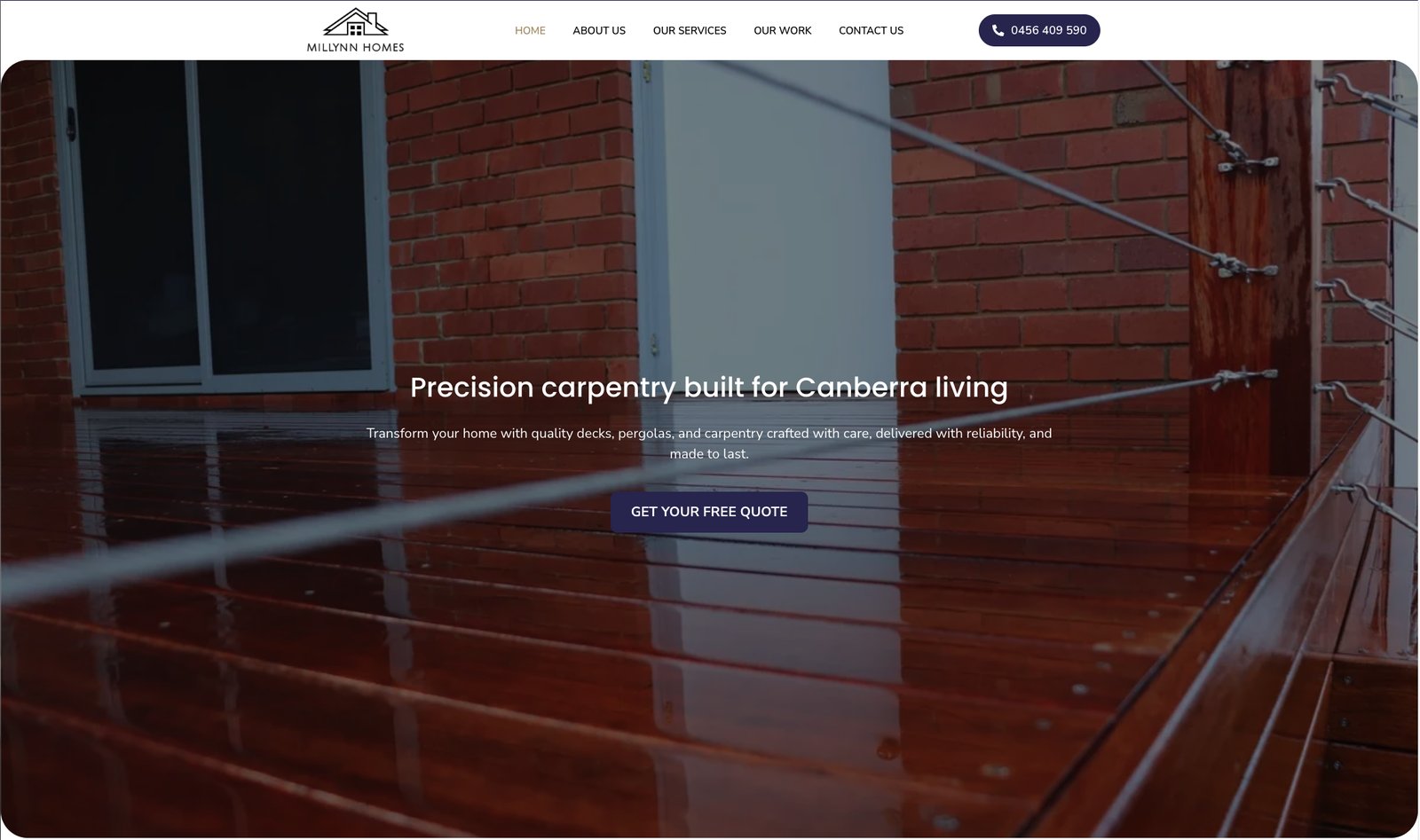 Millynn Homes website homepage