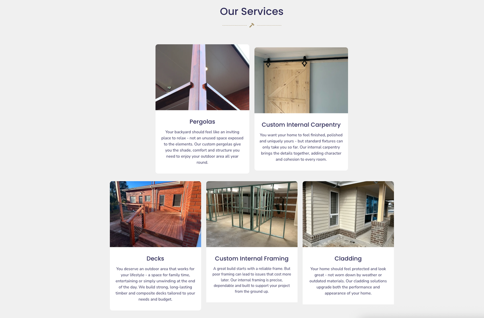 Millynn Homes website services page