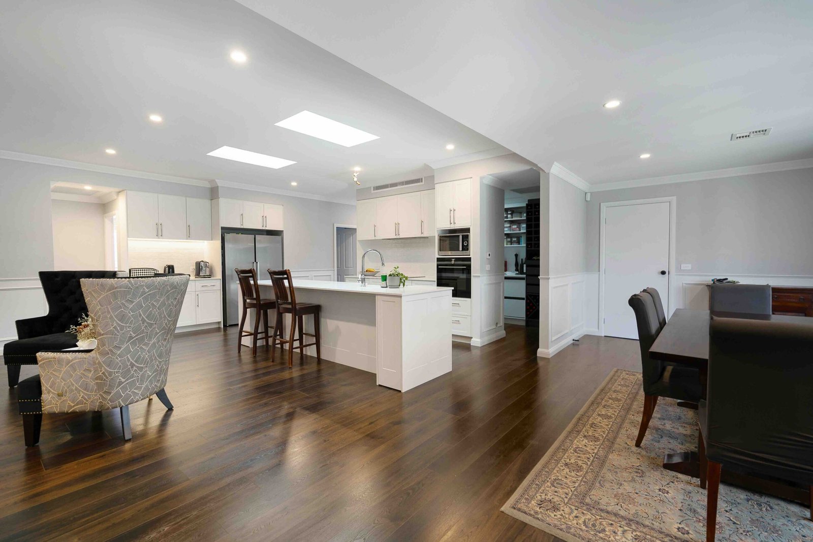 Completed open-plan kitchen and living renovation in Canberra