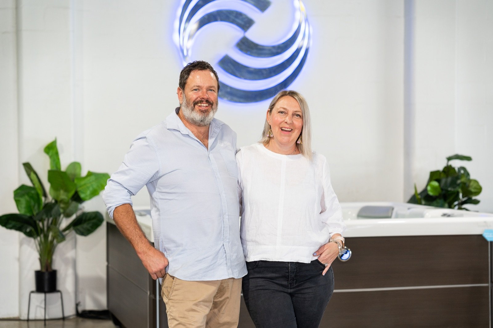 Brisbane Spa Super Centre owners in the showroom