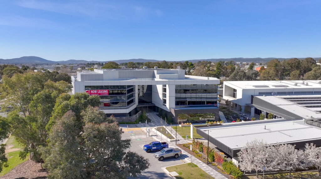 Aerial view of the East Edge 2 office precinct in Symonston, Canberra