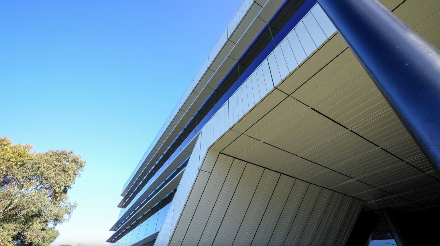 Angled facade and cladding of East Edge 2, Symonston