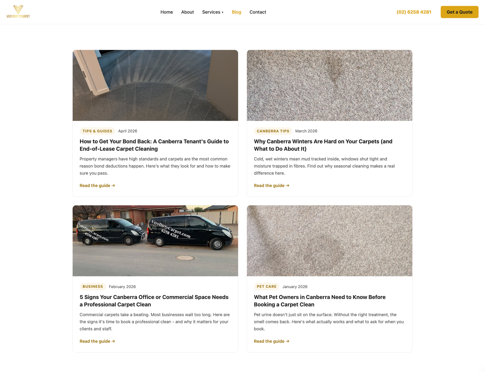 Very Dirty Carpet services page